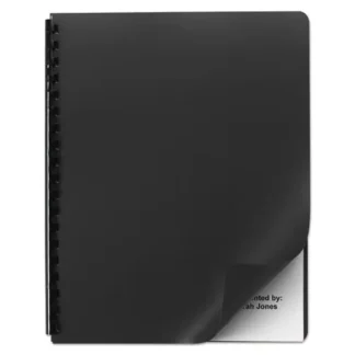 GBC® Opaque Plastic Presentation Covers for Binding Systems, Black, 11.25 x 8.75, Unpunched, 25/Pack