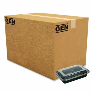 GEN Microwavable Food Container with Lid, Rectangular, 24 oz, Black/Clear, Plastic