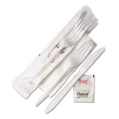 GEN Wrapped Cutlery Kit 6 1/4" Fork/Knife/Napkin/Salt/Pepper
