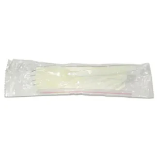 GEN Wrapped Cutlery Kit Spork/Straw/Napkin, 5.25" White
