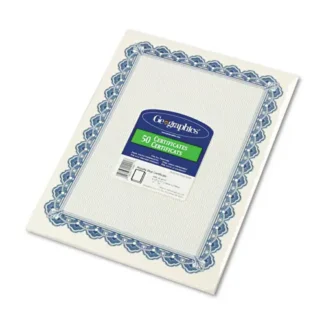 Geographics® Archival Quality Parchment Paper Certificates, Blue with Blue Royalty Border, 50/Pack