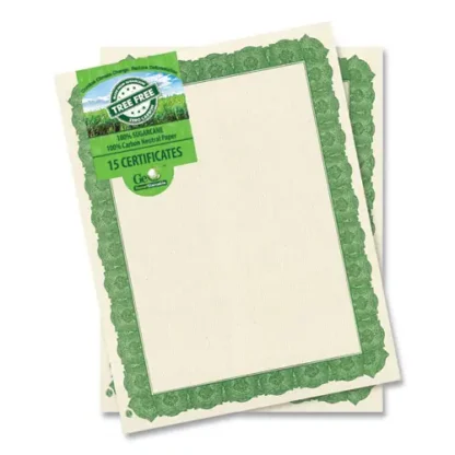 Geographics® Award Certificates, Natural with Green Braided Border, 15/Pack