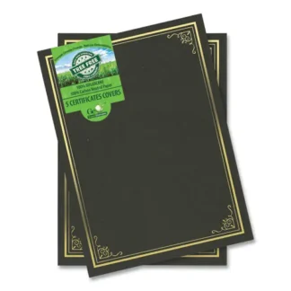 Geographics® Certificate/Document Cover, Black With Gold Foil, 5/Pack