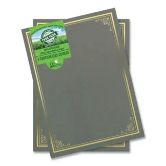 Geographics® Certificate/Document Cover, Gray with Gold Foil, 5/Pack