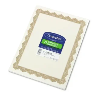 Geographics® Parchment Paper Certificates, Optima Gold with White Border, 25/Pack