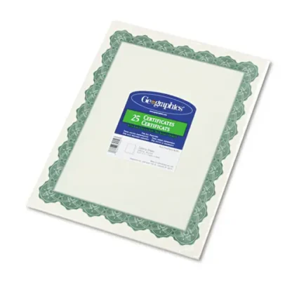 Geographics® Parchment Paper Certificates, Optima Green with White Border, 25/Pack