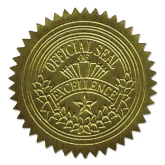 Geographics® Self-Adhesive Embossed Seals, Gold, 2" Diameter, 20 Seals per Sheet, 5 Sheets per Pack