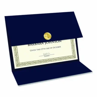 Geographics® Tri-Fold Certificate Holder, Navy Blue, 5/Pack