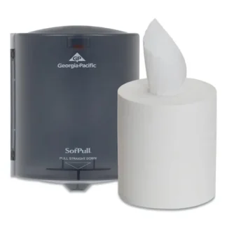 Georgia Pacific® Professional SofPull Center Pull Hand Towel Dispenser with Roll, Gray, 9.56"W x 9.38"D x 12.06"H