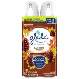 Glade® Air Freshener, Cashmere Woods Scent, 8.3 oz Aerosol Can, 2/Pack