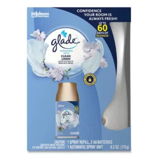 Glade® Automatic Spray Starter Kit, Spray Unit and Refill, White/Gold, Clean Linen