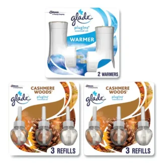 Glade® Plugin Scented Oil, Cashmere Woods, 2 Warmers and 6 Refills, 0.67 oz Each