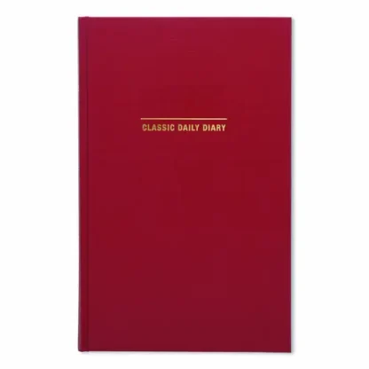 Global Printed Products Classic Hardbound Daily Planner, 12.5 x 8, Red/Gold Cover, 12-Month (Jan to Dec), 2025