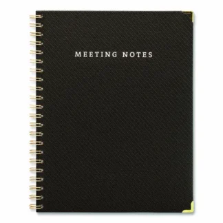 Global Printed Products Meeting Notes Book, Black/Gold Cover, 80 Sheets, 11 x 8.5, Space for Up to 159 Meetings