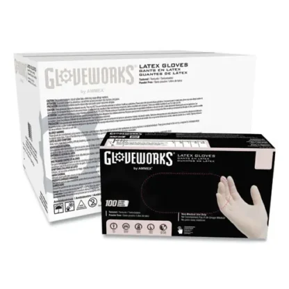 GloveWorks® by AMMEX® Latex Disposable Gloves, Powder-Free, 4 mil, X-Large, Ivory