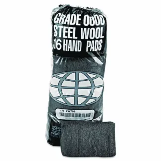 GMT Industrial-Quality Steel Wool Hand Pads, #0000 Super Fine, Steel Gray