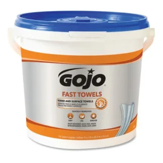 GOJO® FAST TOWELS Hand Cleaning Towels, Fresh Citrus Scent, Blue, 7.75" x 11", 130 Towels/Bucket, 4 Buckets/Carton