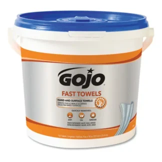 GOJO® FAST TOWELS Hand Cleaning Towels, Fresh Citrus Scent, Blue, 225 Towels/Bucket, 2 Buckets/Carton, 9" x 10"
