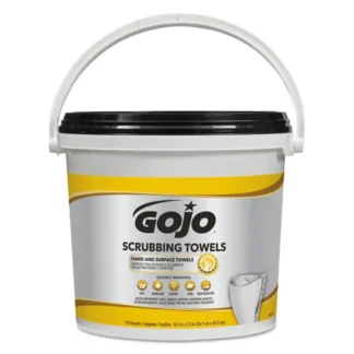 GOJO® Scrubbing Towels, Orange Scent, White/Yellow, 170 Wipes per Bucket, 2 Buckets per Carton
