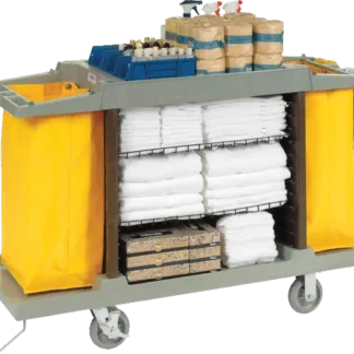 Gray Housekeeping Cart w/ 2 Vinyl Collection Bags