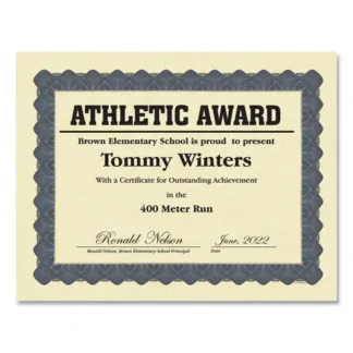 Great Papers!® Metallic Border Certificates, Ivory/Blue with Blue Border, 100/Pack