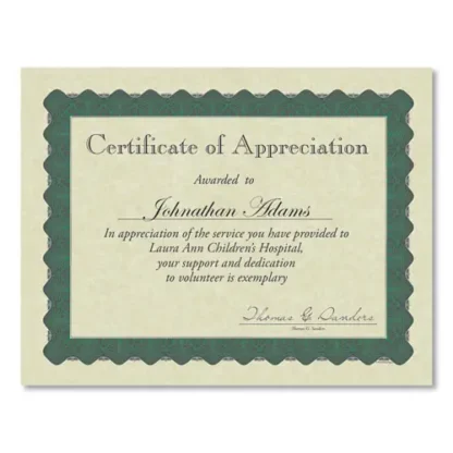 Great Papers!® Metallic Border Certificates, Ivory/Green with Green Border, 100/Pack