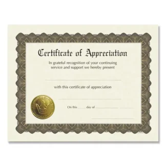 Great Papers!® Ready-to-Use Certificates, Appreciation, Ivory/Brown/Gold with Brown Border, 6/Pack