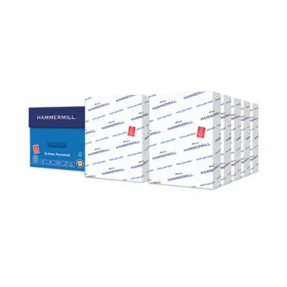 Hammermill® Copy Plus Print Paper, 92 Bright, 3-Hole Punched, 20 lb, 8.5" x 11", White, 500 Sheets/Ream, 10 Reams/Carton