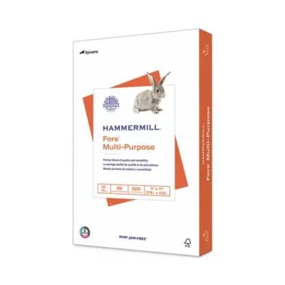 Hammermill® Fore Multipurpose Print Paper, 96 Bright, 20 lb Bond Weight, 11 x 17, White, 500/Ream