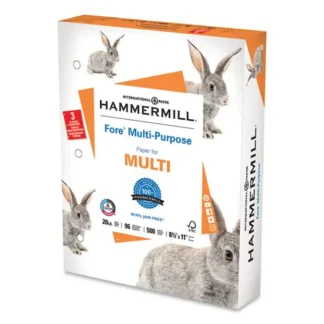 Hammermill® Fore Multipurpose Print Paper, 96 Bright, 3-Hole, 20 lb Bond Weight, 8.5 x 11, White, 500 Sheets/Ream