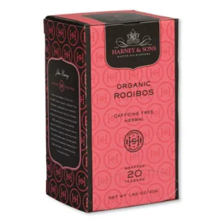 Harney & Sons Premium Tea, Organic Rooibos Herbal Tea, Individually Wrapped Tea Bags, 20/Box
