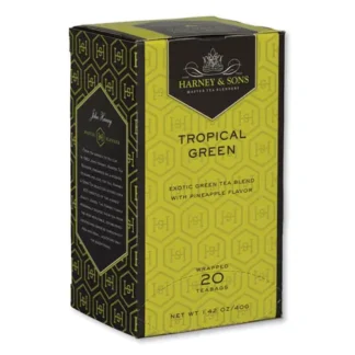 Harney & Sons Premium Tea, Tropical Green Tea, Individually Wrapped Tea Bags, 20/Box