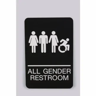 Headline® Sign ADA Sign, All Gender Restroom, Black with White Graphics