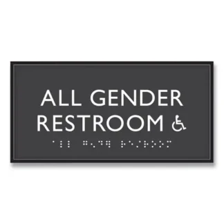 Headline® Sign ADA Sign, All Gender Restroom Accessible, Plastic, Clear/White
