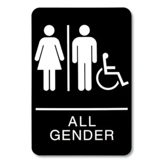 Headline® Sign ADA Sign, All Gender/Wheelchair Accessible Tactile Symbol, Black/White