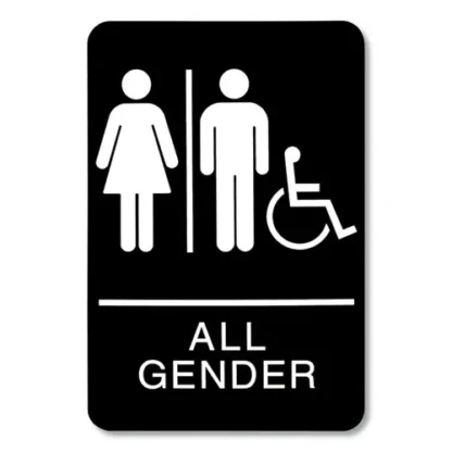 Headline® Sign ADA Sign, All Gender/Wheelchair Accessible Tactile Symbol, Black/White