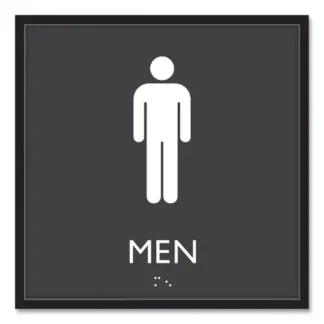 Headline® Sign ADA Sign, Men, Plastic, Clear/White, 8 x 8