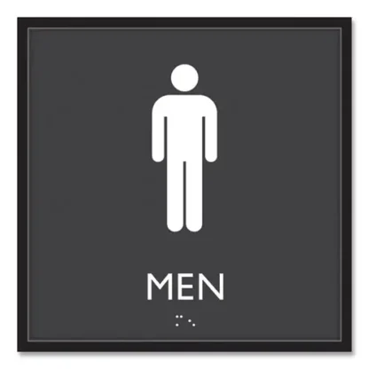 Headline® Sign ADA Sign, Men, Plastic, Clear/White, 8 x 8