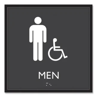 Headline® Sign ADA Sign, Men Accessible, Plastic, Clear/White