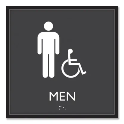 Headline® Sign ADA Sign, Men Accessible, Plastic, Clear/White