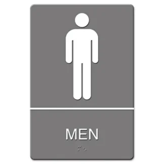 Headline® Sign ADA Sign, Men Restroom Symbol w/Tactile Graphic, Gray
