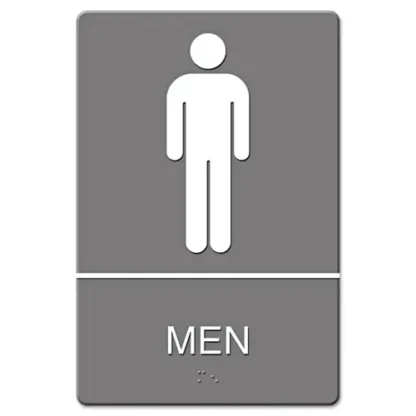 Headline® Sign ADA Sign, Men Restroom Symbol w/Tactile Graphic, Gray