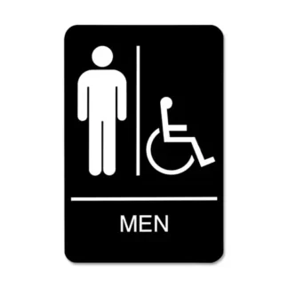 Headline® Sign ADA Sign, Men/Wheelchair Accessible Tactile Symbol, Plastic, Black/White