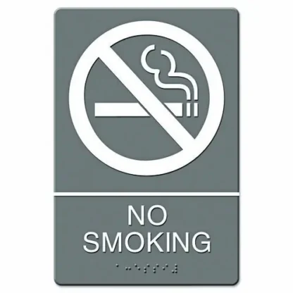 Headline® Sign ADA Sign, No Smoking Symbol w/Tactile Graphic, Gray