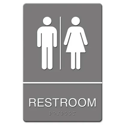 Headline® Sign ADA Sign, Restroom Symbol Tactile Graphic, Gray
