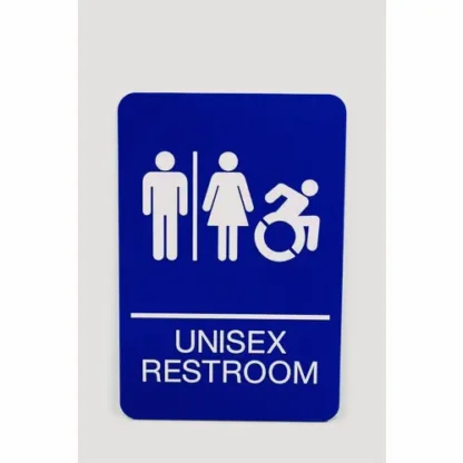 Headline® Sign ADA Sign, Unisex Restroom, Blue with White Graphics