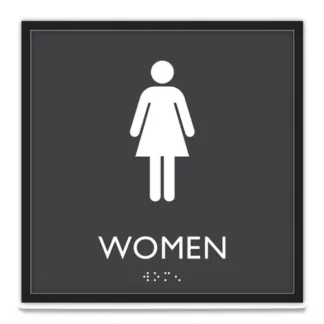 Headline® Sign ADA Sign, Women, Plastic, 8 x 8, Clear/White