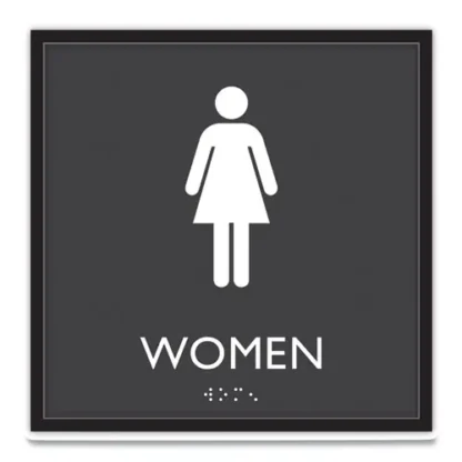 Headline® Sign ADA Sign, Women, Plastic, 8 x 8, Clear/White
