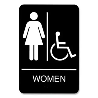 Headline® Sign ADA Sign, Women/Wheelchair Accessible Tactile Symbol, Black/White