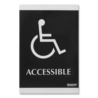 Headline® Sign Century Series Office Sign, Accessible, 6 x 9, Black/Silver